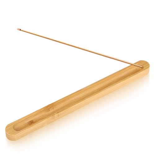 Bamboo Incense Holder for Sticks, Natural Wood Incense Burner with Ash Catcher, Simple Elegant Design for Home Office Meditation Room Tea Room Decor (23cm) (23cm)