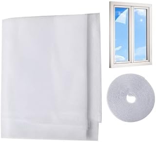 Doryum Window Screen Self Adhesive, 150cm*130cm Window Screen Repair Kit, Adjustable DIY Window Screen Insect Screen with Self Adhesive Tape, Insect Protection Net for DIY Project (White)