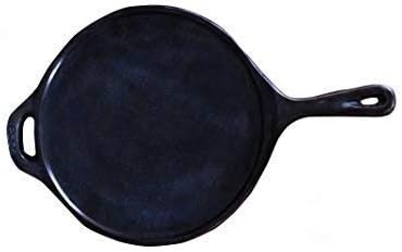 Rock Tawa 10 Inch Pre-Seasoned Cast Iron Skillet Dosa Tawa with Handle (Black)
