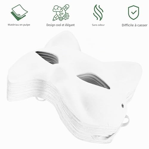 10 Pcs Masque Chat et Renard pour Therian - Masques en Papier Blanc à Peindre et Décorer - DIY Peinture pour Cosplay Halloween Noël Mardi Gras Party – vue 3