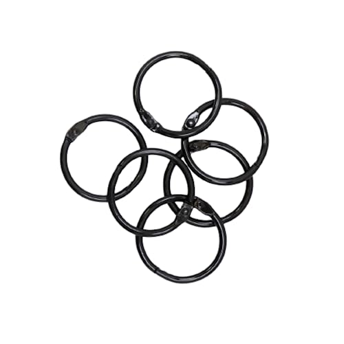Craftelier - Lot de 6 Anneaux de Reliure en Métal pour Scrapbooking et Crafting | Anneaux pour Albums, Carnets, Planners ou Agendas | Taille Ø 30 mm - Couleur Noir