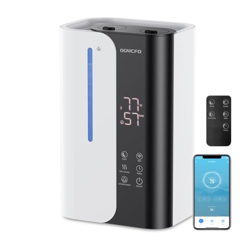 Image of OGACFO Cool Mist Humidifiers for Bedroom and Plants & Baby, Top Fill 5L Large Room Smart Humidifier for Home Nursery, 28 dB Quiet 50H Runtime Bedroom humidifier with Essential Oils