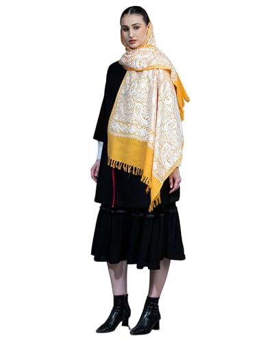 Écharpe en cachemire jaune Ari | Étole légère femme 100x200