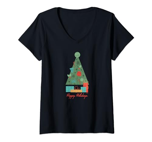 T-shirt Star Wars femme Happy Holidays Ornaments col V hiver