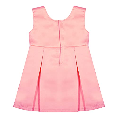 Image of SELVEL Baby Girls Frock Dress | Pleated Knee-Length Satin Dress (STN-PB-0361)