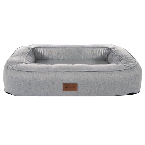 Petlando orthopädisches Hundebett Lima Ortho, ergonomische Liegefläche, Bezug waschbar 60°C, rutschfest, L Stone, Hundematte grau, Hundekissen mittelgroße bis große Hunde