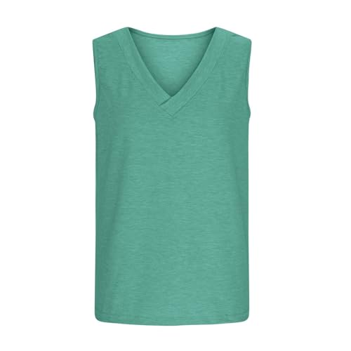 Girls V Neck T-Shirts Plain Sleeveless Loose Tee Tops Solid Color Lightweight Breathable Soft Summer Casual Clothes4