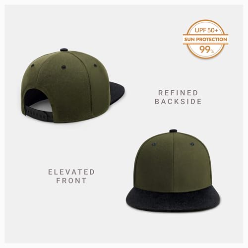 Image of CHOK.LIDS Flat Bill Visor Classic Snapback Hat Blank Adjustable Brim High Top End Trendy Color Style Plain Tone Baseball Cap
