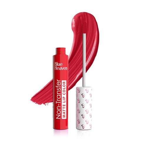 Image of Blue Heaven Non Transfer Matte Lip Color, Long Lasting upto 8 hrs, Light Weight & Smudge Proof, Non Transfer Liquid Lipsticks for Women, 102, 2.8ml