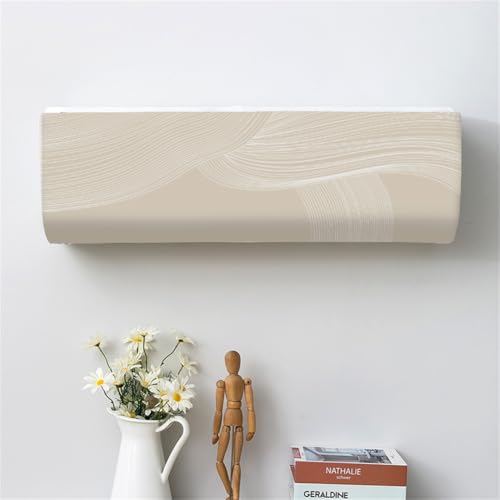 Hiseng Cubierta de Aire Acondicionado Montada en la Pared, Cubiertas Antipolvo Funda para Aire Acondicionado Interior, Todo Incluido Protector de Polvo Lavable (80 * 20 * 27(1P),Estilo Caqui 5)