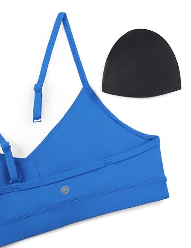 Image of CRZ YOGA Butterluxe V Neck Sports Bras | Light Support, Removable Pads, Yoga, Extremely Soft, Square Back, Adjustable Spaghetti Straps, for Women