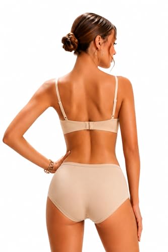 Image of Womens High Coverage Super Soft Elastane Stretch Mid Waist Boy Shorts Panties