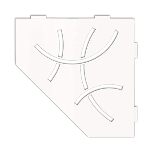Schluter Pentagonal Corner Shelf for Tiled Walls - Curve Design, Aluminum Material, Matte White Finish, 3/32” Thick Anchoring Tabs - SES2D6MBW