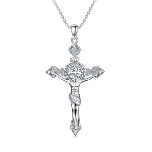S925 Silver Infinity Cross for Women, 0.08 ct.tw Lab Grown Diamonds Cross Necklace 925 Sterling Silver for Women, for Birthday Christmas Baptism Ladies, 18+2 inch