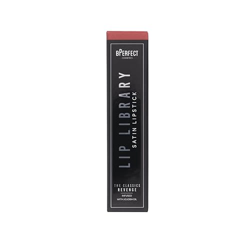 BPerfect Lip Library Lipstick - Long Lasting Satin Lipstick Infused with Jojoba Oil, Shade Revenge (Warm Berry Red) - Image 2