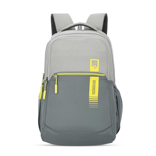 Image of American Tourister Alden Womens School Backpack | Large Capacity 27 L | 3 Compartments | Rain Cover | Grey