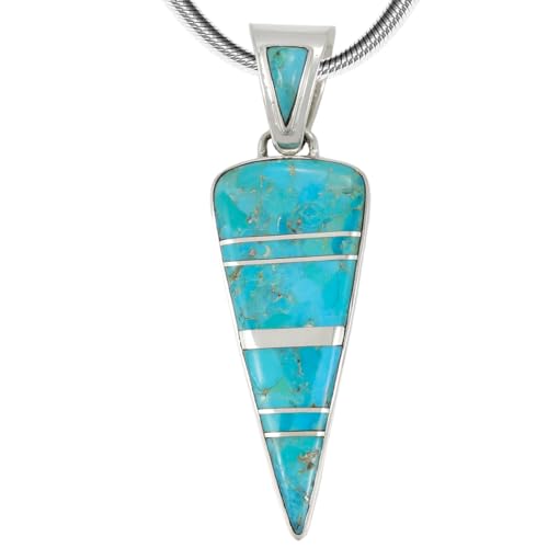 Turquoise Arrowhead Pendant Necklace Sterling Silver 925 (Sterling Silver Pendant with 20