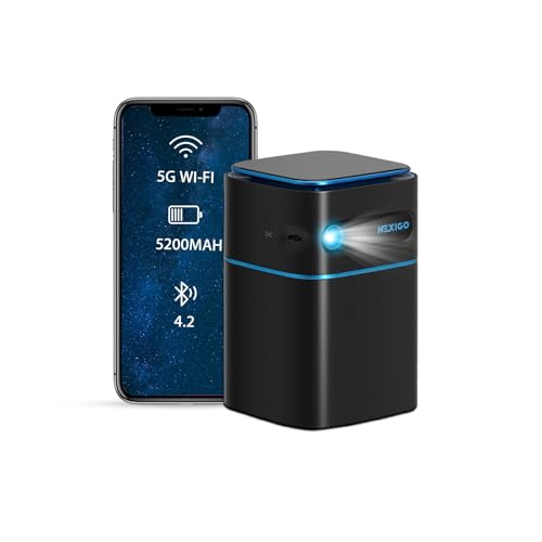Image of NexiGo Smart WiFi Mini Portable Projector, 4K Supported, Android 9.0, [100 ANSI - Over 3000 Lux], DLP Bluetooth Pico Video Projector, 4-Hours Playtime, Neat Projector, Home Entertainment