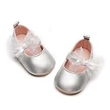 HONGTEYA Infant Baby Girls Mary Jane Flats Non Slip for Toddler First Walkers Soft Sole PU Leather Crib Shoes Sneaker Wedding Party Christmas Princess Dress Shoes Baby Moccasins Girls