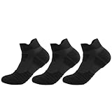 FYJL 3 pares de calcetines cortos de algodón para hombre, calcetines largos, calcetines deportivos de fútbol, baloncesto, calcetines transpirables, calcetines tobilleros (cortos, negro)
