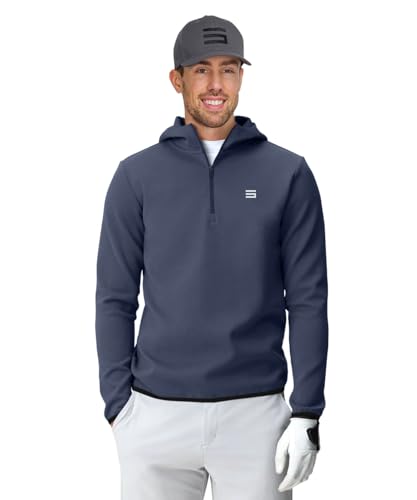 Three Sixty Six Men's Therma Quarter Zip Hoodie Pullover - 1/4 Zip Sweater Golf Sweatshirt - Moisture Wicking and Windproof