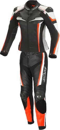 Mille 2-Teiler Damen Motorrad Lederkombi - Schwarz Orange - 38 - female