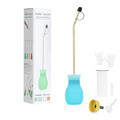 Image of Powder Duster /Large Diatomaceous Earth Bulb Duster /Powder Applicator - Diatomaceous Earth Bulb /Applicator (Blue)