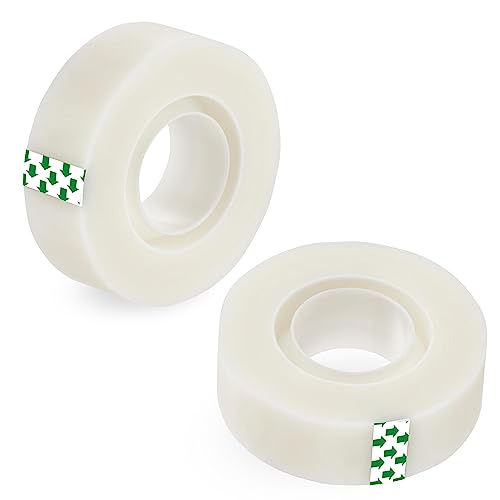 Invisible Tape 2 Refill Rolls -19 mm x 33 m General Purpose Clear Wrapping Sticky Tape Adhesive Strips sellotape for Home Office Document Repair Gift Packing Labelling & Sealing