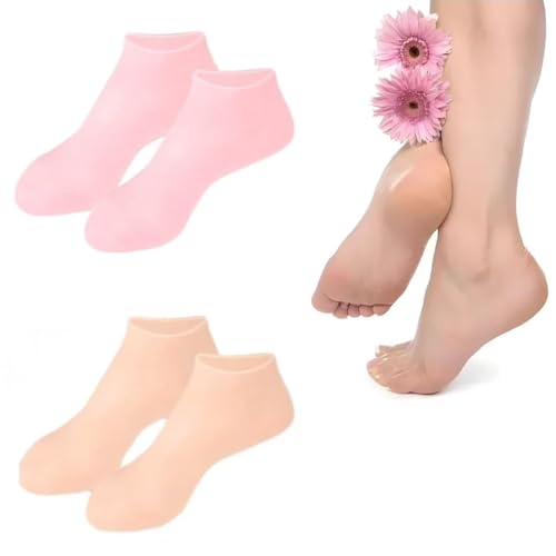 2 Pairs Silicone Socks for Dry Cracked Feet Women,Silicones Moisturizing Socks,Foot Spa Pedicure Silicone Socks for Repairing Dry Feet,Cracked Heels and Softening Rough Skin(Fits Up to Size 11)