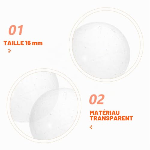 Toddmomy Lot de 30 Billes Rondes en Verre Transparent 0.63In Perles Décoratives pour Jeux De Société Dames Chinoises Loisirs Créatifs Et Décoration – vue 5