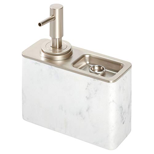 Idesign Dakota Resin Marble Pump With Ring Tray, Liquid Soap Dispenser Holds 10 Oz. For Bathroom, Kitchen Sink, Vanity #TOP3