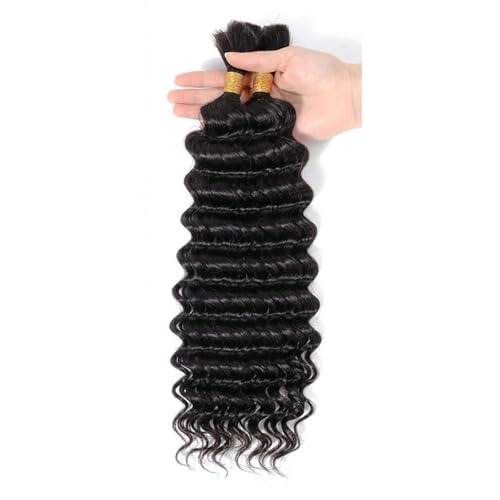 Huarisi Deep Wave Bulk Human Hair for Braiding No Weft 2 Bundles 50g 20Inch Deep Wave Boho Braids Hair Extensions Natural Color (100g a Lot) - Image 3