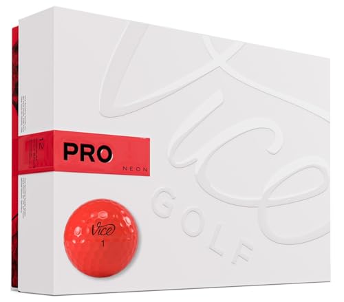 Image of VICE Golf Pro Neon Red 2020 | 12 Golf Balls | Features: 3-Piece Cast Urethane, Maximum Control, High Spin in Short Game | More Colours: Neon Lime /Red | Profile: For Advanced Golfers