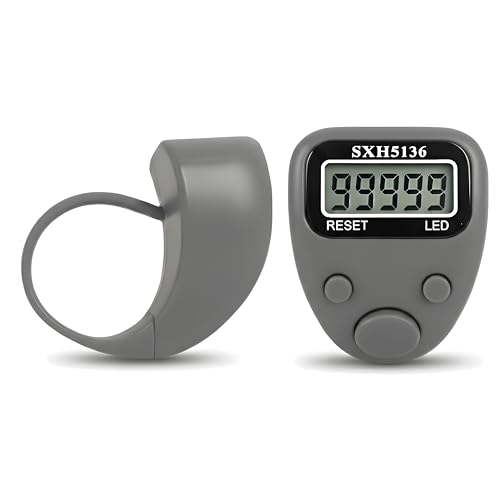 Image of Digital Hand Tally Counter with Finger Ring,5-Digit LED Display,Reset Button (Model No.506) (Grey)