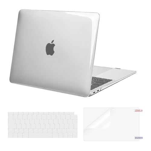 MOSISO Custodia Compatibile con MacBook Air 13 Cover M1 2021 2020 2019 2018 A2337 A2179 A1932 Retina Touch ID, per MacBook Air M1 Cover 13,3' Case&Copritastiera&Pellicola, Cristallo Chiara