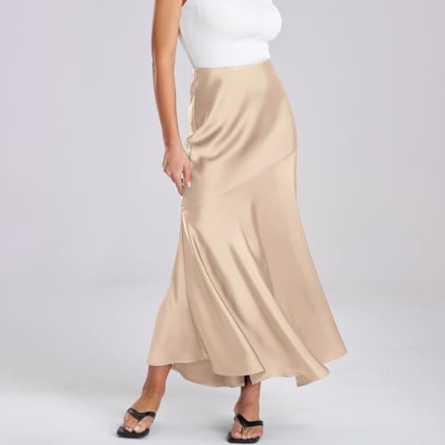 Womens Summer Fall Skirt Elegant High Waist Cocktail Satin Maxi Skirts Women's Fishtail Bodycon Long Skirts4
