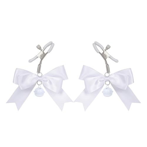 Clip grande ajustable blanco sin agujeros con decoración corporal de lazo para mujer