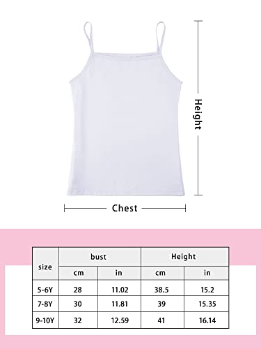 Satinior 4 Pieces Girls Dance Tank Top Sleeveless Spaghetti Strap Crop Tank Top For Dancewear (Black, White, Rose, Pink, 7-8 Years) #TOP2