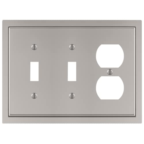 Cache prise duplex et double interrupteur bascule metal satine - 2