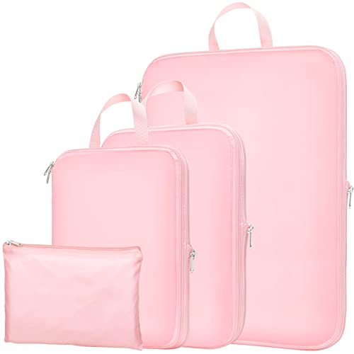 Torrypack Compression Packing Cubes for Travel, 4 Pack Extensible Suitcase Organiser Packing Cubes for Suitcases with Zippered Flat Bag