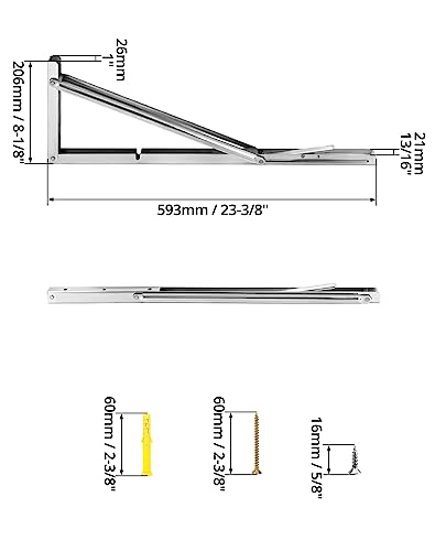 Support pliant robuste en acier inoxydable de 600mm