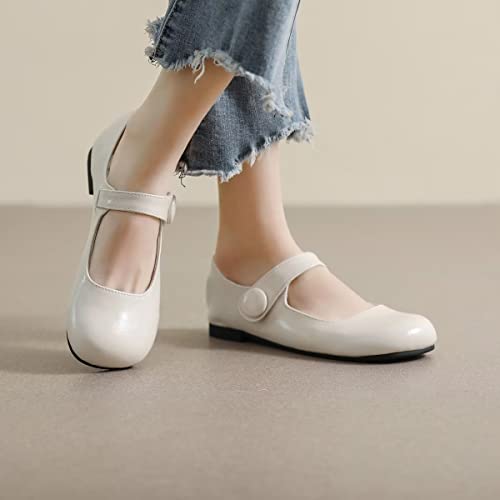 Image of LUXINYU Women's Slip on Flats,Classy Round Toe Solid Classic Mary Jane Ballet Dance Shoes Soft Comfortable PU Flat Shoes