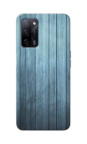 Image of Printed Hard Back Cover Case for Oppo A55 5G | Oppo A53s 5G | Oppo A54s Back Cover (Wooden Blue) -702