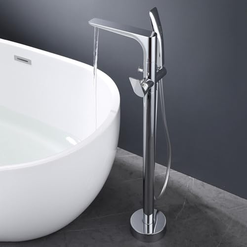 Grifo Termostatico Bañera Montado en el Suelo Cromado Grifo Monomando Bañera y Ducha de Latón