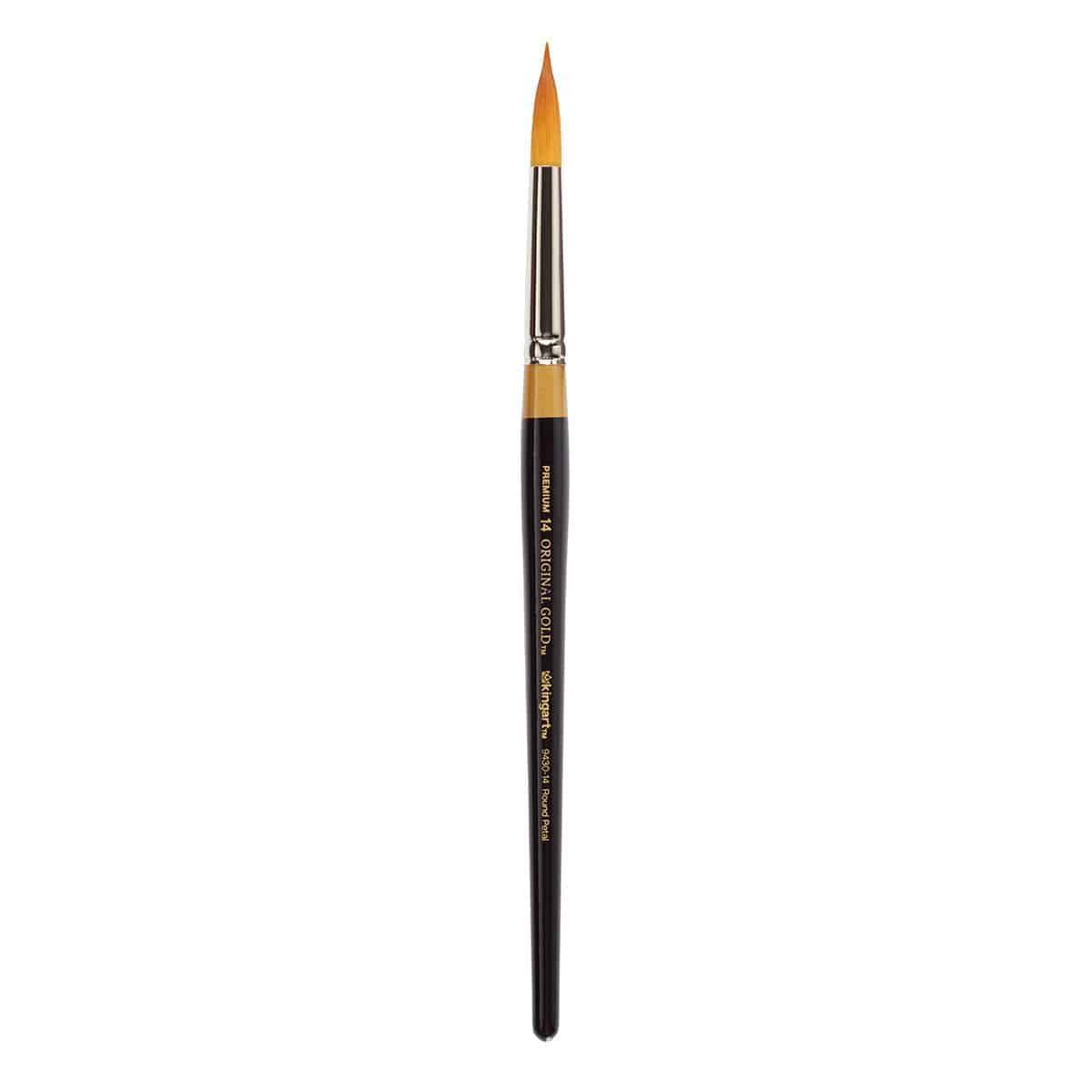Premium Original Gold 9430-2 Round Floral Petal Series Artist Brush, Golden Taklon Synthetic Hair, Short Handle, for Acrylic, Watercolor, Oil and Gouache Painting, Size 2
