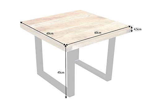 invicta INTERIOR Massiver Couchtisch Iron Craft 60cm Mangoholz Industrial Design Wohnzimmertisch Tisch – Bild 4