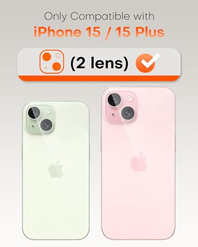 Image of TOCOL Camera Lens Protector for iPhone 15 / iPhone 15 Plus Tempered Glass HD Individual Scratch Resistant Camera Cover Accessories Case Friendly 2 Pack(Light Green)