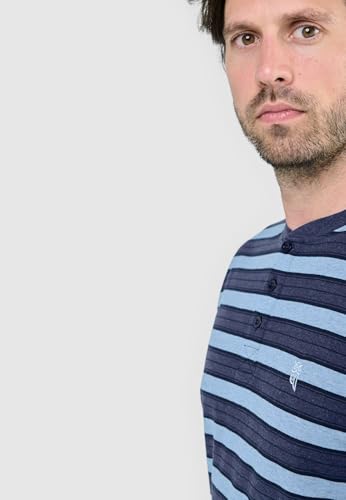 El Búho Nocturno Mens Pajama Set Long Sleeve Knit Premium Striped Pajama Set for Men, 95% Cotton, 5% Viscose, Blue 5583, XXL4