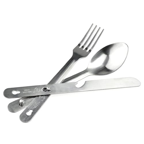 SE 4-in-1 Detachable Stainless Steel Utensil Set - Spoon, Fork, Knife, Bottle Opener - 6.5