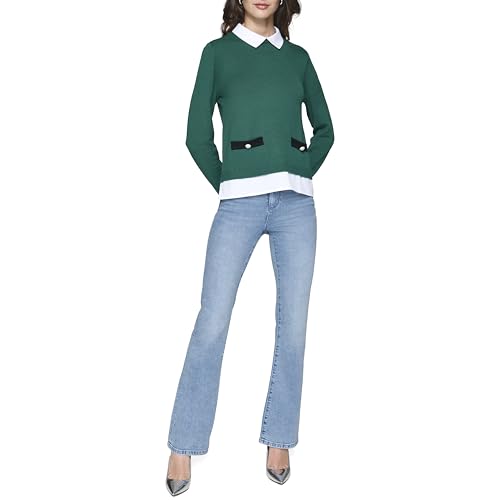 KARL LAGERFELD Women's Sweater with Built-in Shirt Details